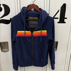 Aviator Nation Hoodie Neon Classic 5 Stripe Zip Up Hoodie